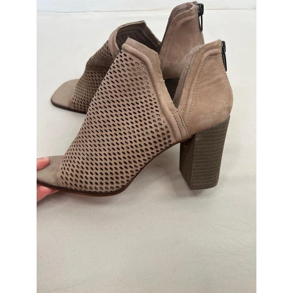 Vince Camuto Katnina Heels Size 9M Brown PeepToe Bootie Chunky Mesh Zipper Chic - Image 5