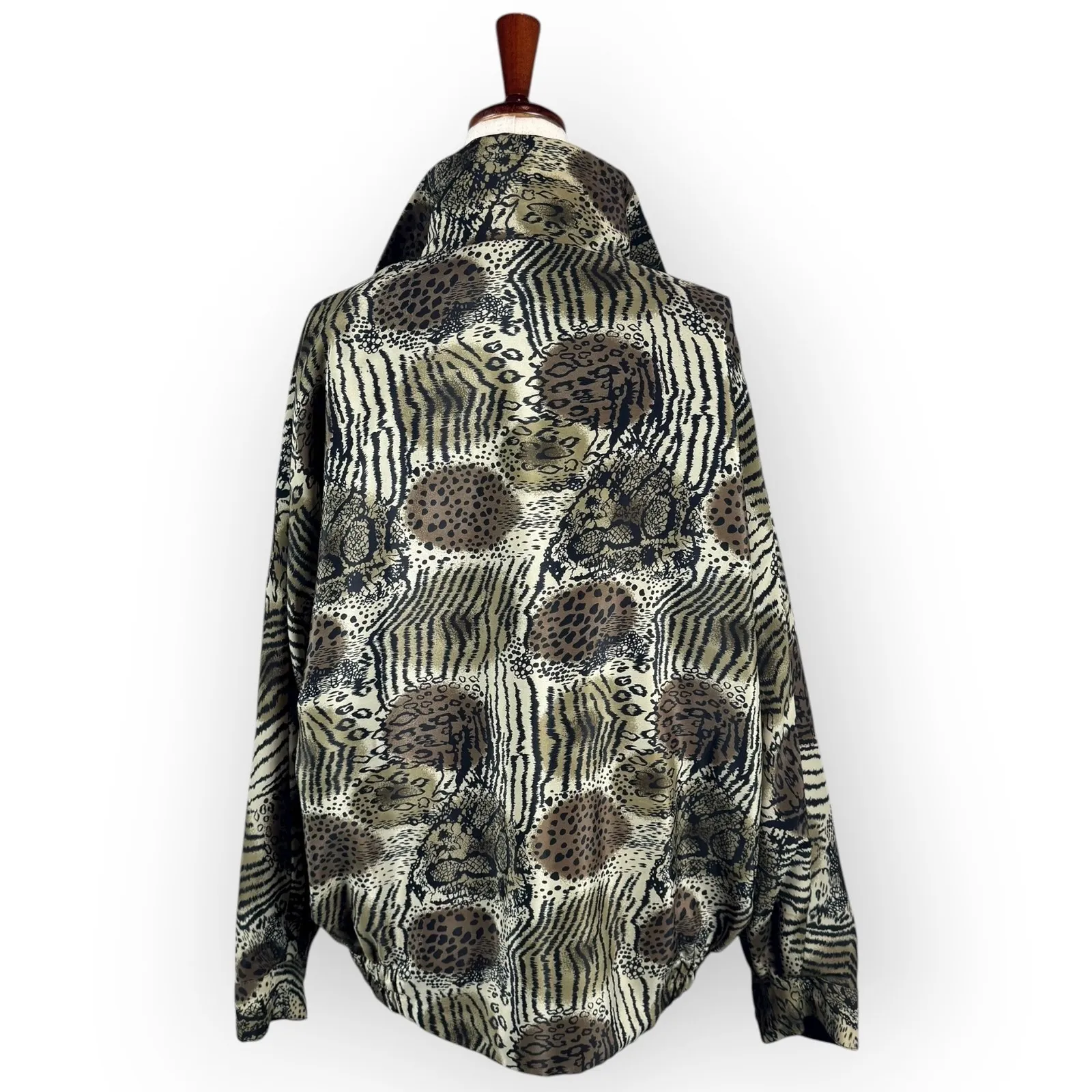 VTG 90's Reversible Animal Print Brown Black Front Zip Womens Lightweight Jacket - Image 8
