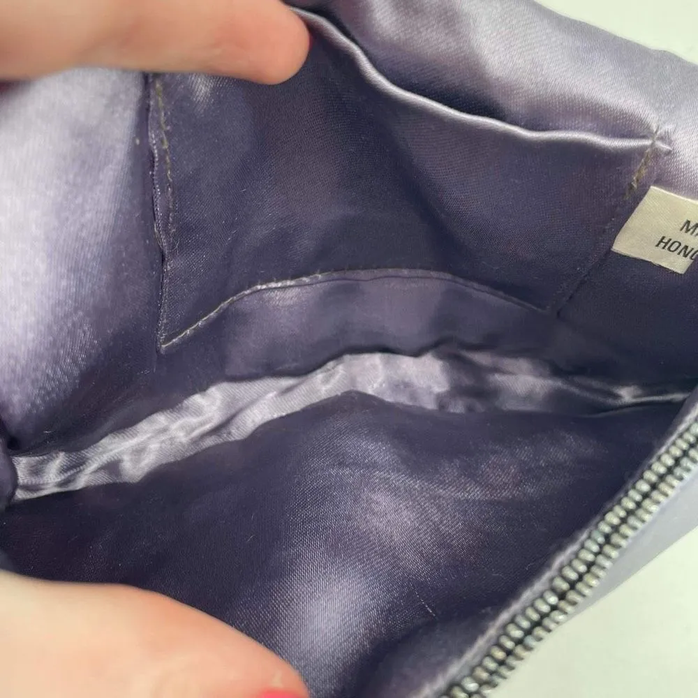 Vintage Women's Chain Strap Beaded Flap Front Shoulder Bag Purple clutch Medium - Image 13