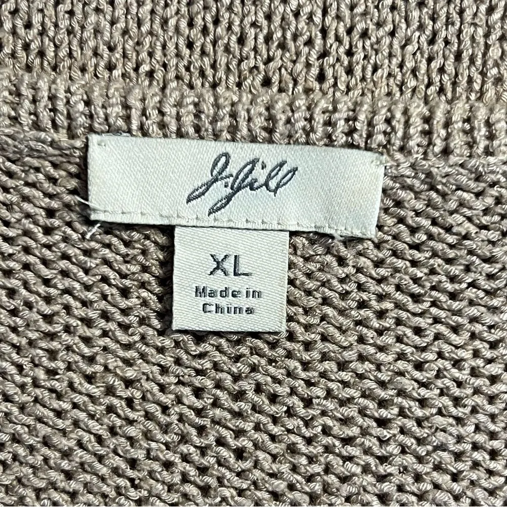 J Jill Henley Crochet Lace Sweater Top Sz XL Taupe Lightweight Boho Grandmacore Brown - Image 7