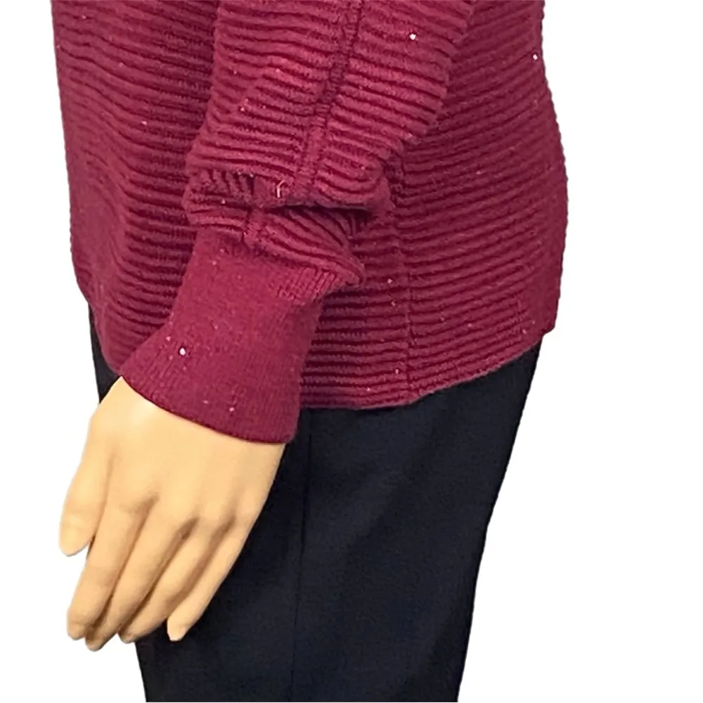 Tommy Bahama Bonita Sequined Sweater in Raspberry Ottoman stripes Small EUC - Image 8
