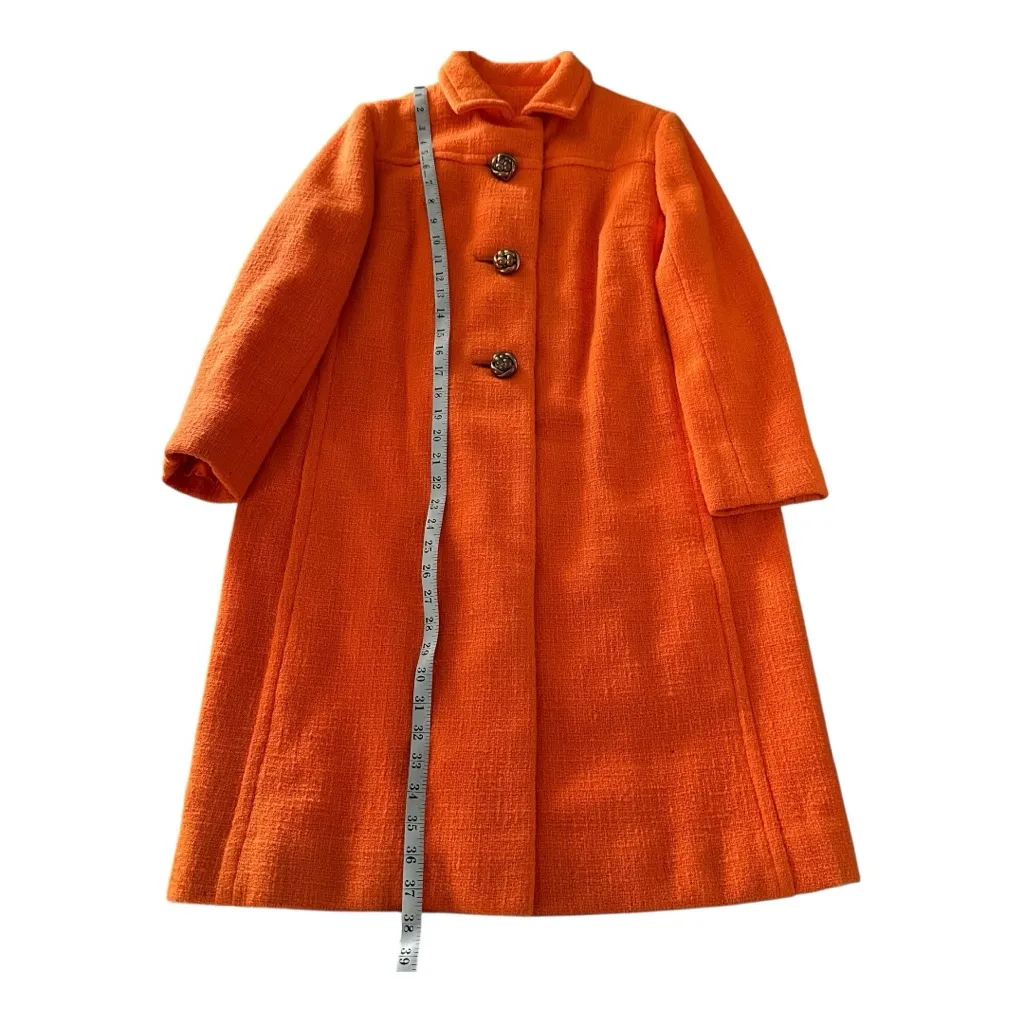 Vintage Forstmann Orange Wool 60s Swing Coat Mod A - Image 3