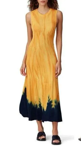 $1190 Proenza Schouler Women Yellow Tie Dye Knotted Back Maxi XS - Image 1