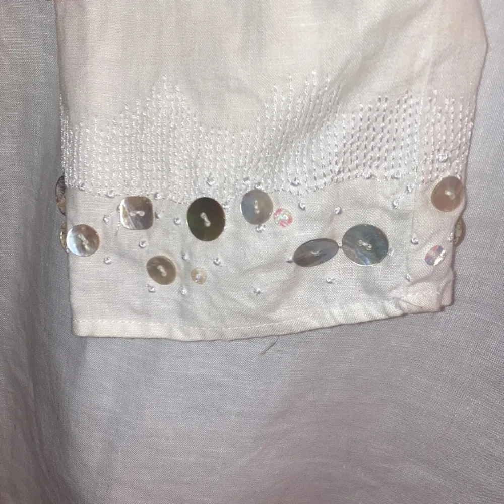 Cream Off White Carole Little Irish Linen Tunic Size 4 - Image 6