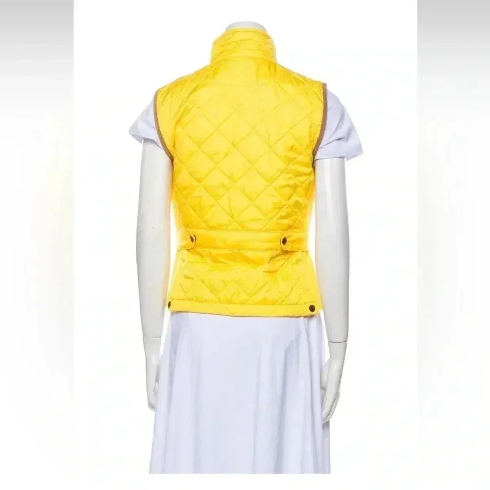 Ralph Lauren Sport Essex Crest Equestrian Vest Quilted Yellow Suede Sz SP - Image 3
