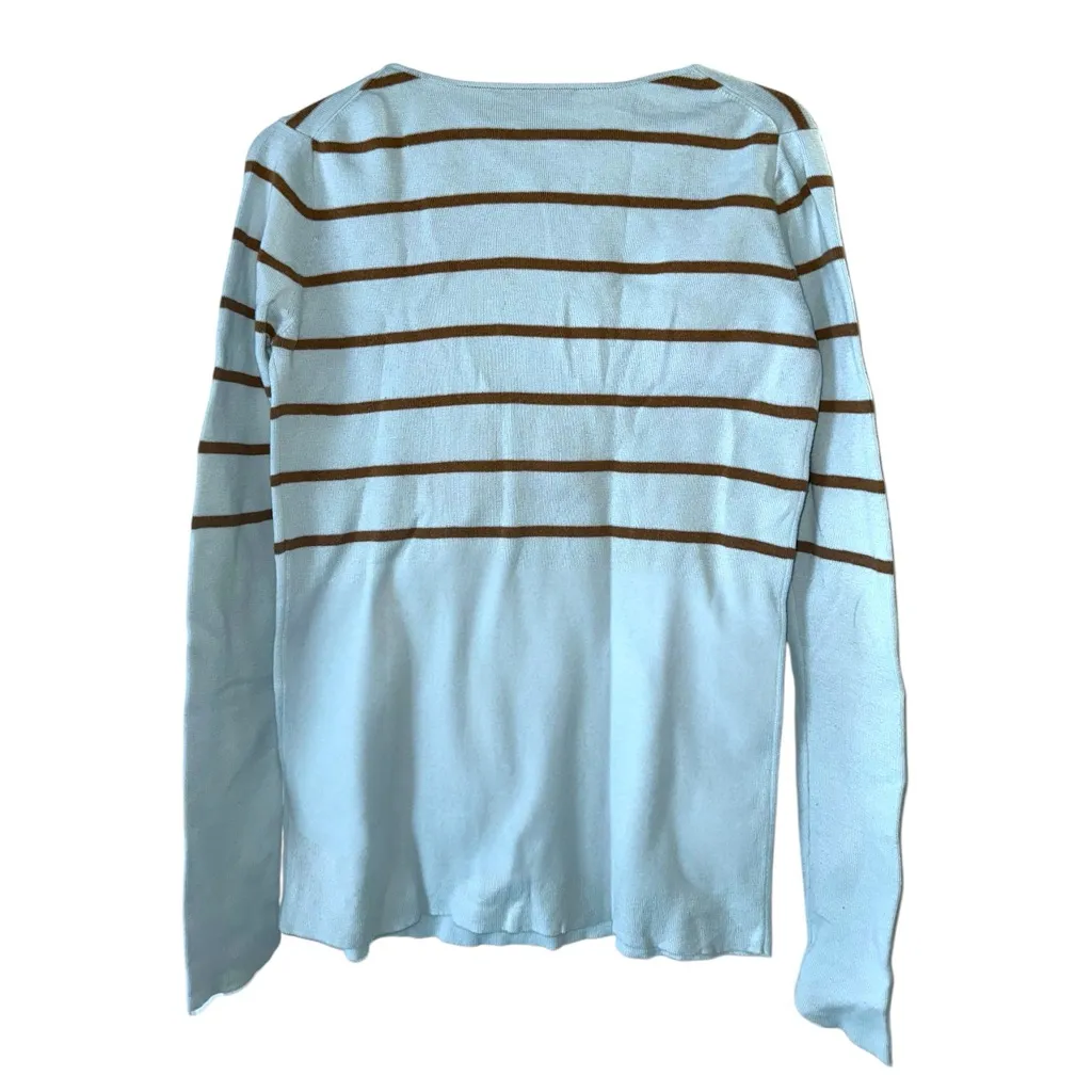 Designer Ca Va De Soi 100% EGYPTIAN COTTON BASTIA light pastel blue striped Sm - Image 6