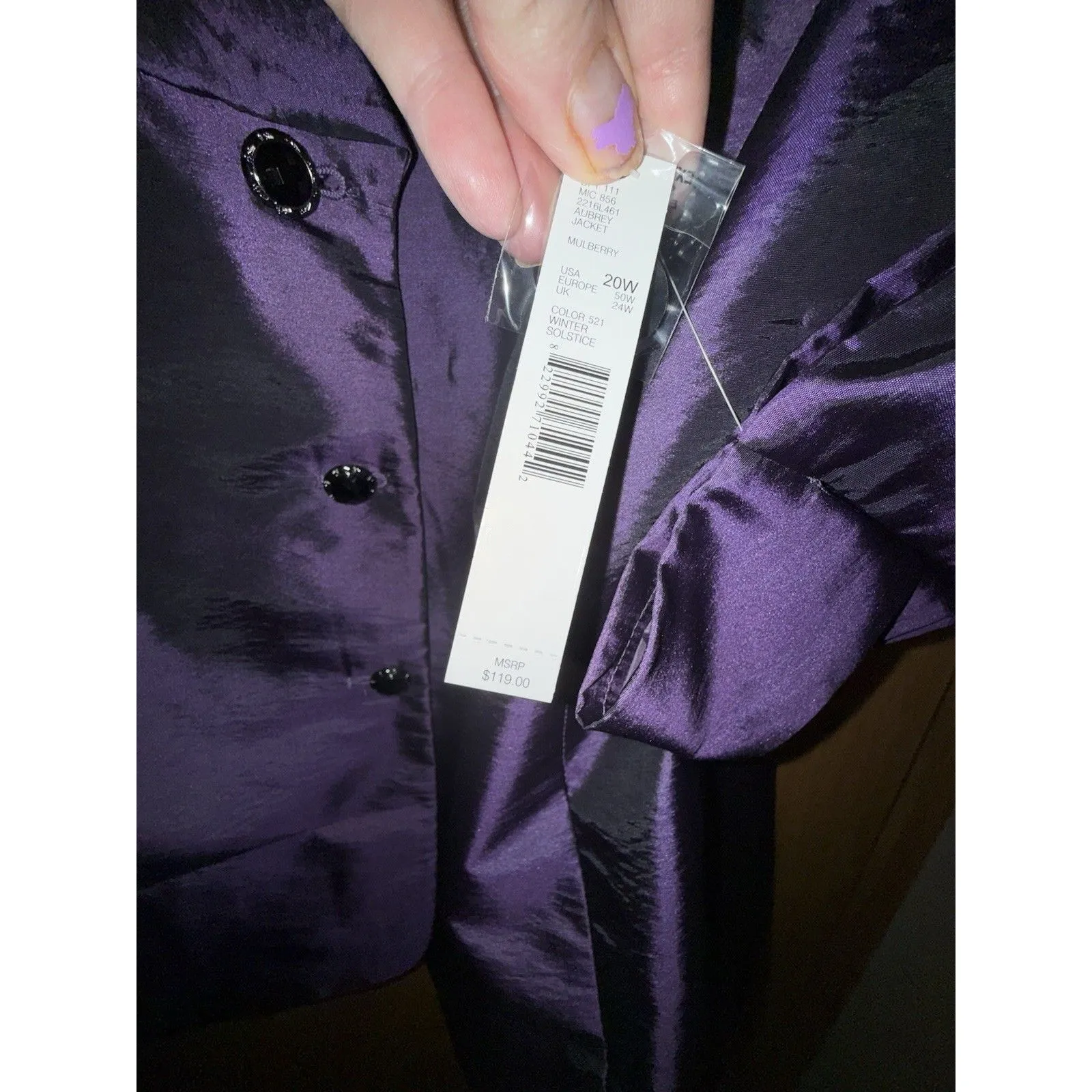 Alex Marie Blazer Jacket Women 20W Purple Career Office Sheer Classy NWT $119 - Image 3