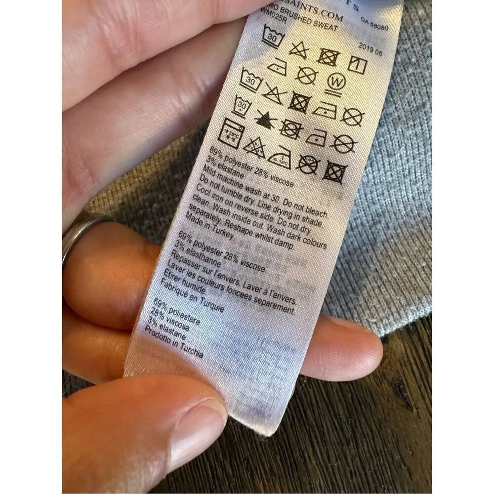 All saints boxy pullover crewneck sweater size medium oversized grey - Image 5