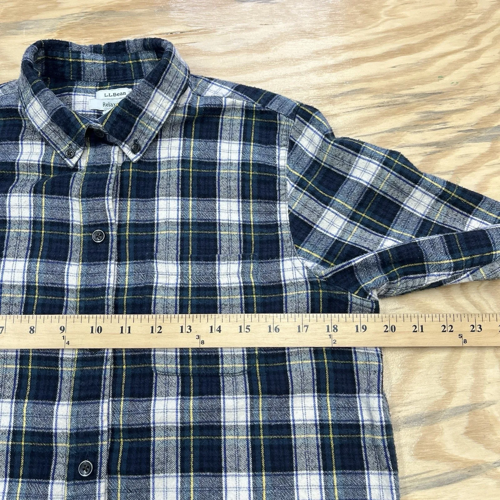 LL Bean Flannel Shirt Womens Small Blue Green Scotch Plaid Outdoor Utility - Image 11