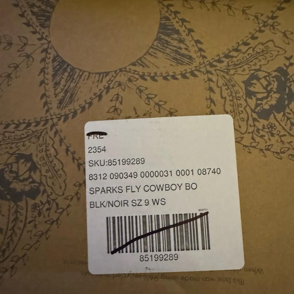 🆕 FREE PEOPLE | SPARKS FLY COWBOY BOOTS | BLACK | SZ: 9 - Image 4