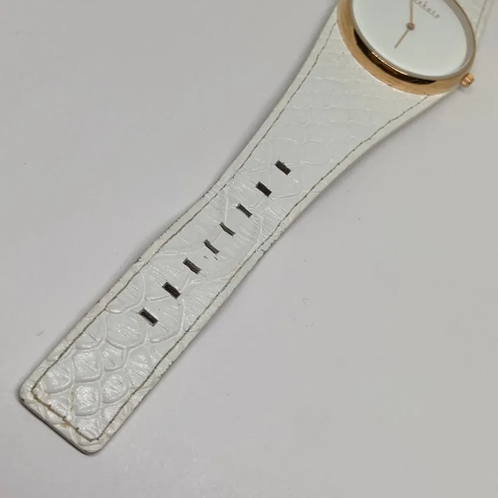 Dakota women’s quartz analog wrist watch 38mm rose gold tone white leather band - Image 5