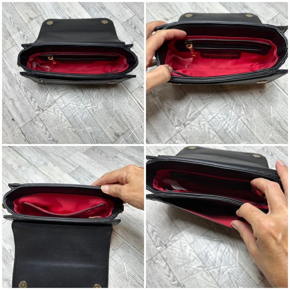 Sondra Robert’s Squared black crossbody vegan leather bag - Image 10