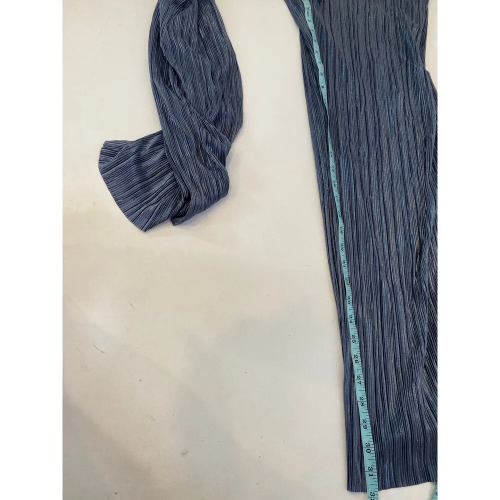 Victoria’s Secret Metallic Silver Blue Pajama Pants EUC Sz M Straight Leg Poly - Image 12