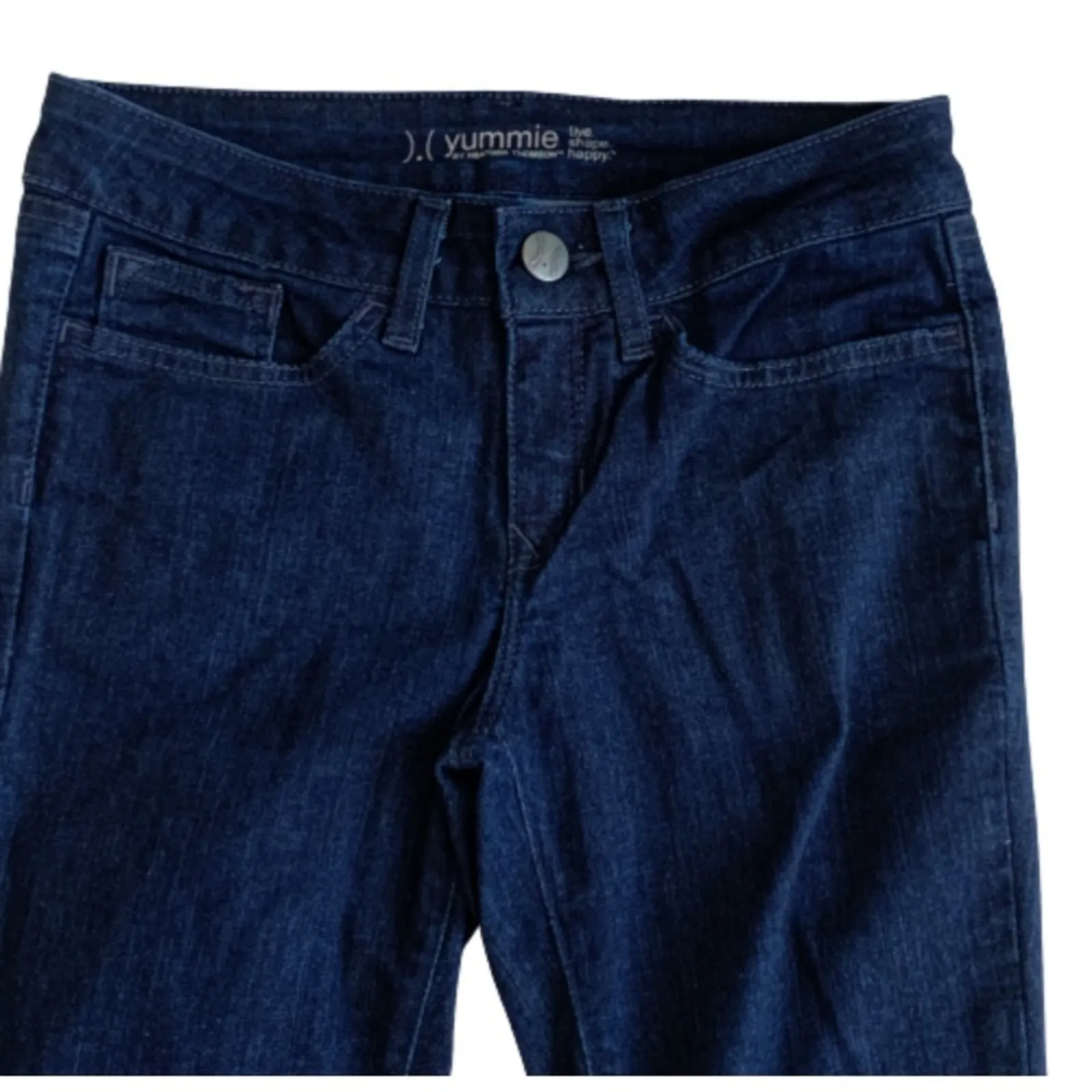 Yummie Jeans Boot Cut Jeans Slimming Dark Wash Mid Rise Slim Boot Cut Size 25 Blue - Image 11