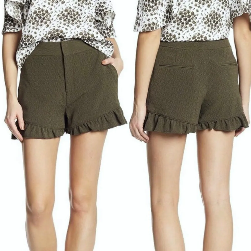 Club Mónaco olive green ruffle shorts - Image 2