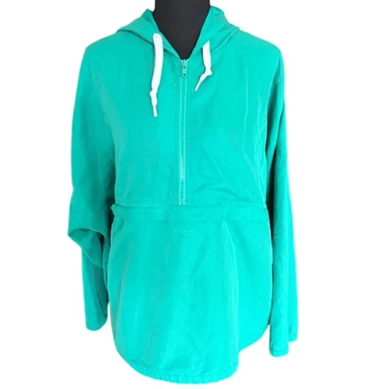 IZOD 90s Green Lightweight Windbreaker Jacket Women’s XL Full Zip Hooded Y2K - Image 2