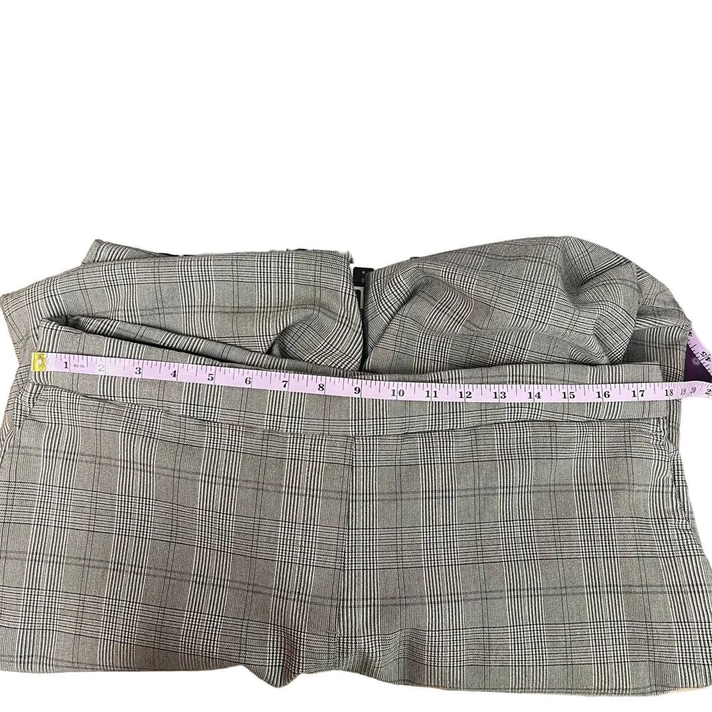 Hilary Radley Pull On High Rise Plaid Women's Gray Pants Size XL Side Pockets - Image 10