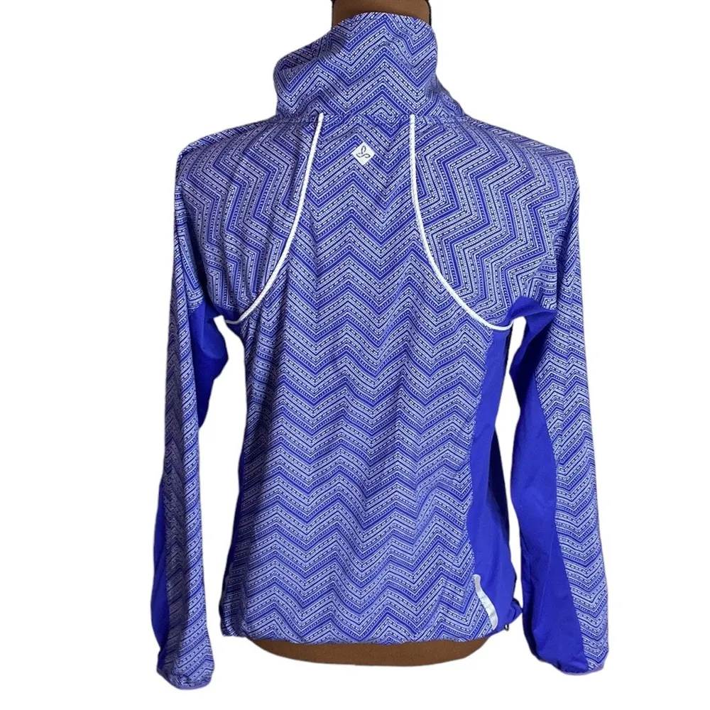 Prana purple color block Chevron print high neck packable zip windbreaker sz S - Image 3