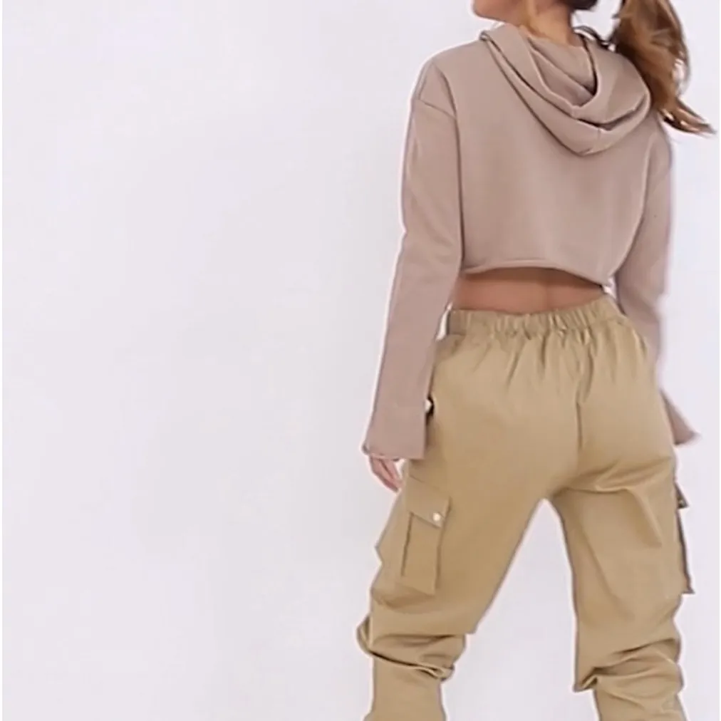 Pretty Little Thing Stone Flare Cuff Cropped Sweatshirt/Sweater - Image 7