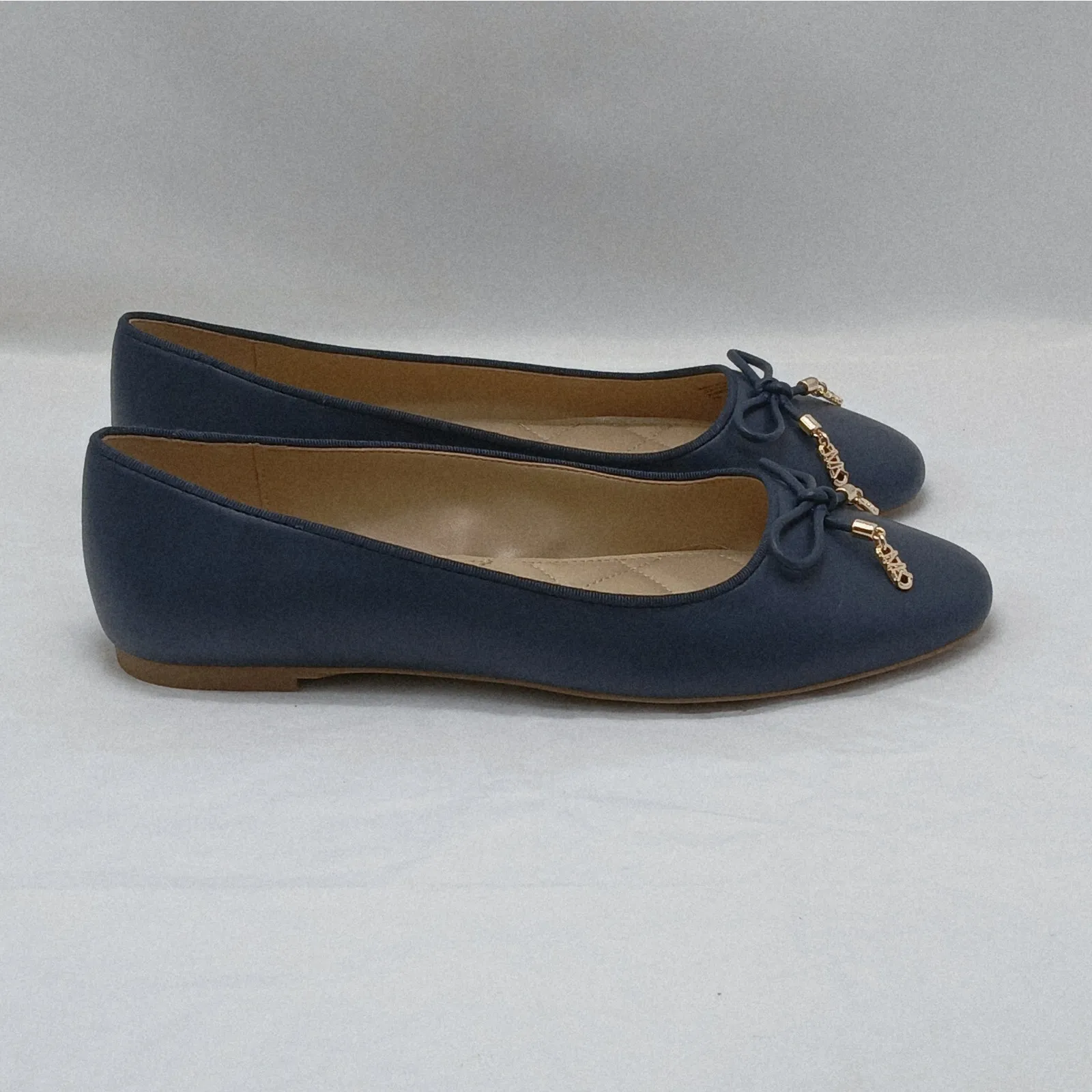 Michael Kors Womens Logo Ballet Flats Size 7M Navy Leather Casual Comfort Shoes - Image 2