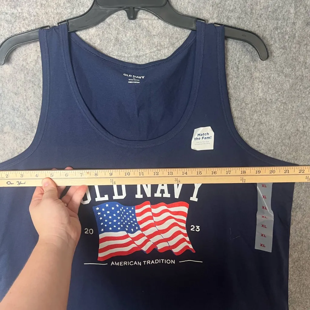 Old‎ Navy Woman Size XL Navy Blue American Flag NWT Tank Top - Image 2