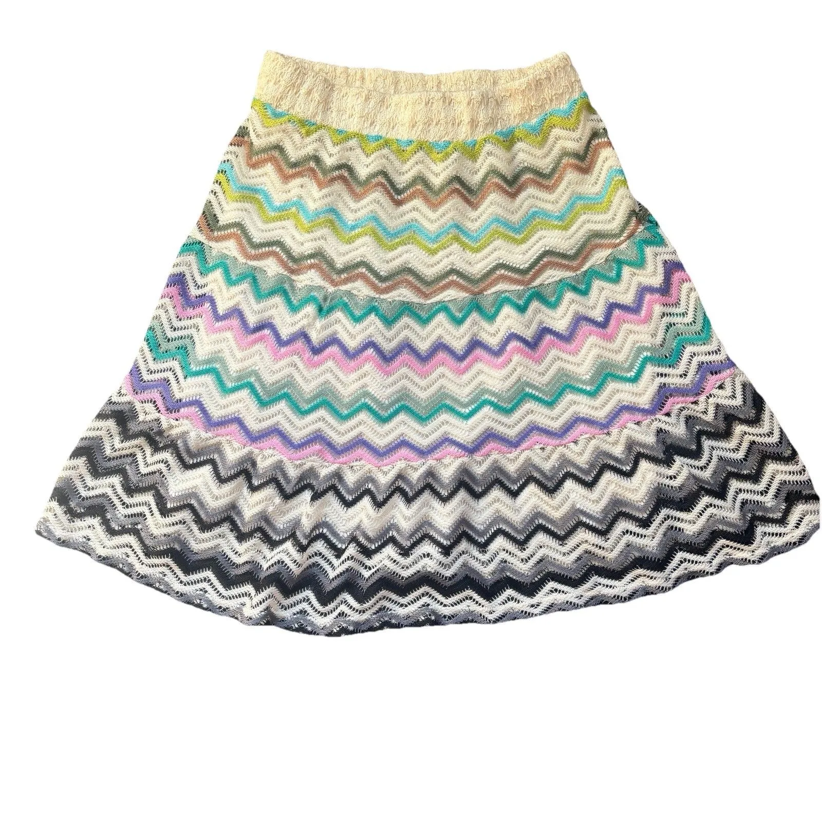 Vintage Lapis Crochet Chevron Knit Skirt Mini A - Image 2