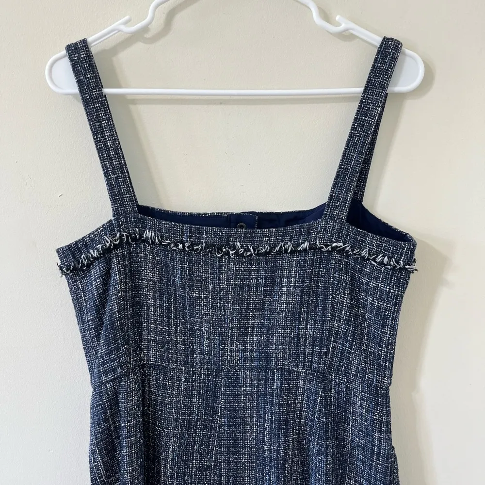 Banana Republic Navy Blue Tweed Button-Front Sleeveless Mini Dress Size 10 - Image 6