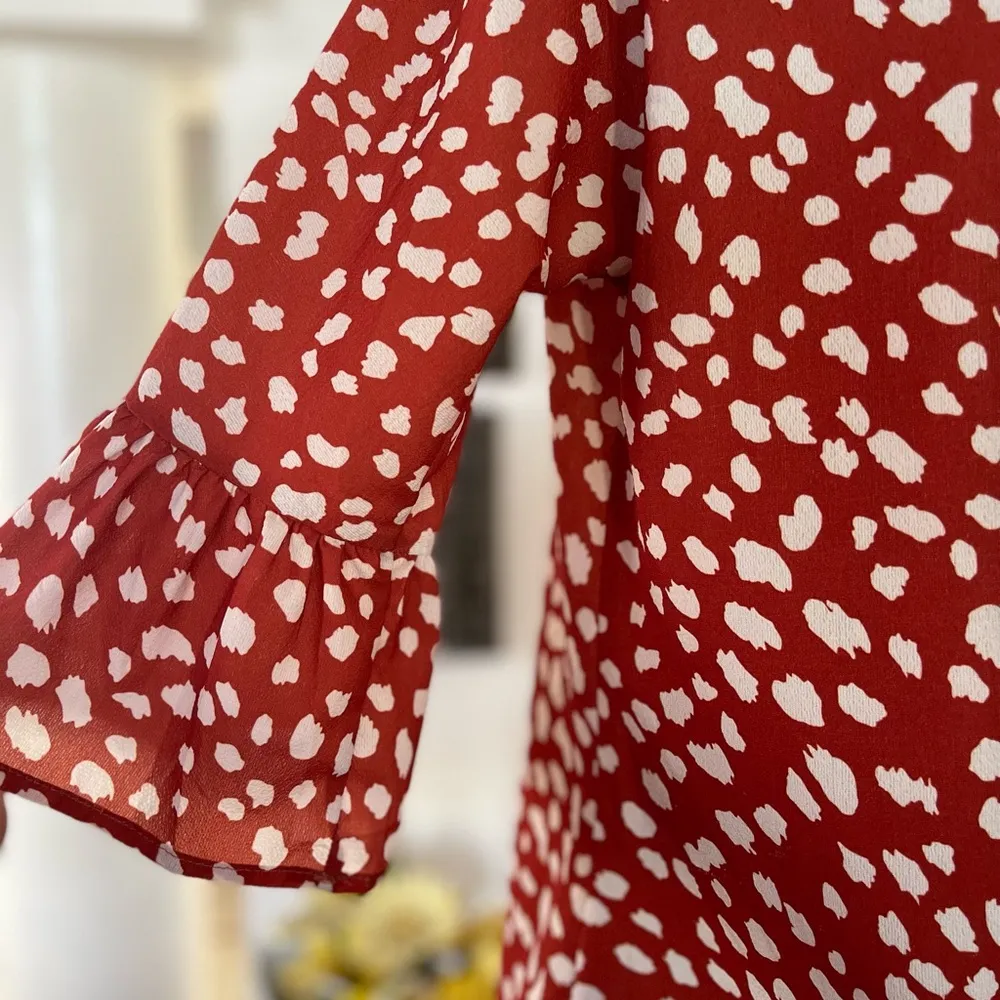 Kancystore Womens Button Down V Neck Tie Knot Front Tops 3/4 Sleeve Chif… Size M - Image 7