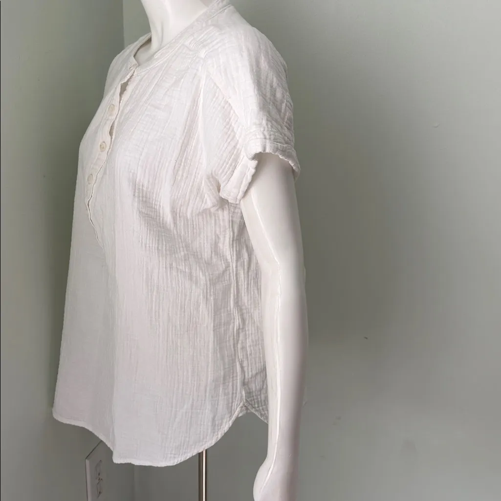 Quince Organic Cotton Gauze Roll Sleeve Top White small - Image 5