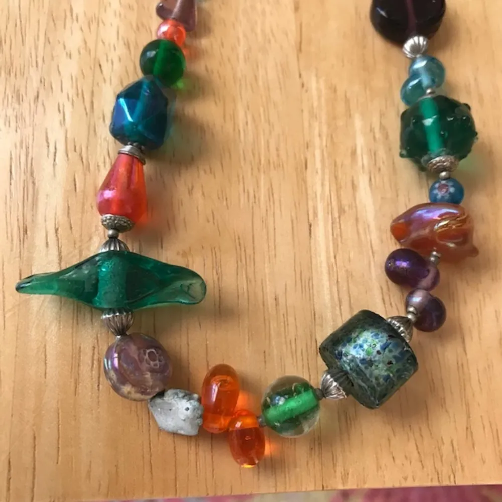 Tribal Glass Beaded Necklace Earrings Set Handmade - Image 5