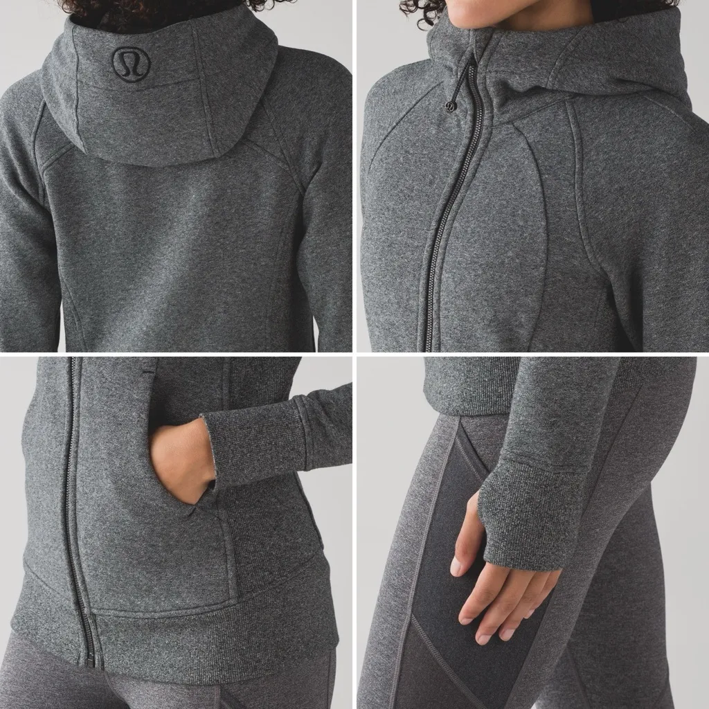 Lululemon Scuba Hoodie Light Cotton Fleece Heathered Speckled Black Gray Size 8 - Image 16