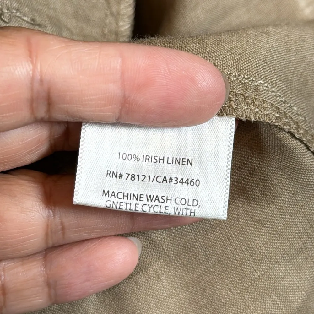 Eileen Fisher 100% Irish Linen Taupe Beige Lightweight Jacket Back Tie Size Med - Image 7