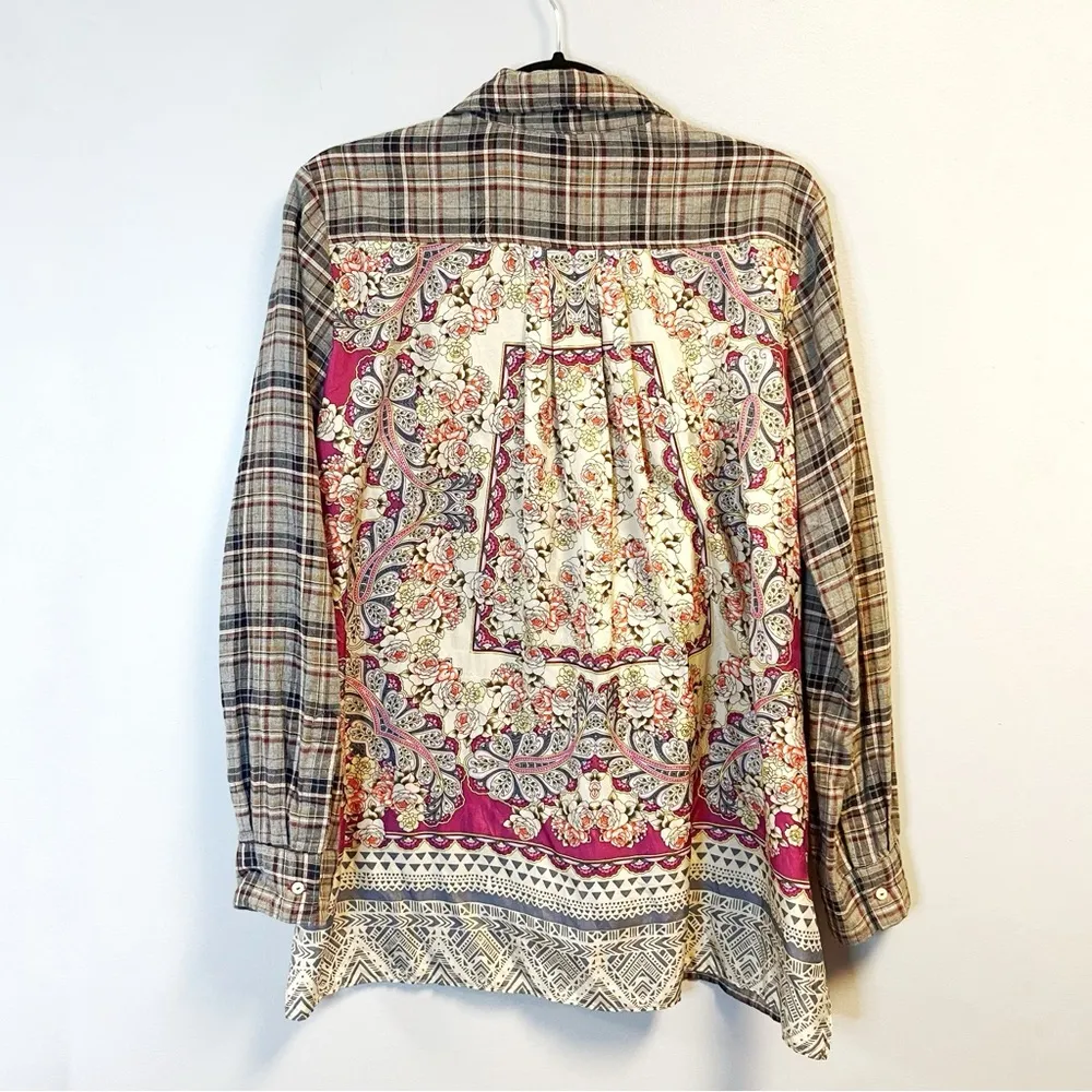 Johnny Was 3J Workshop Top Altivo Scarf Back Plaid Button Up Sz M EUC - Image 10