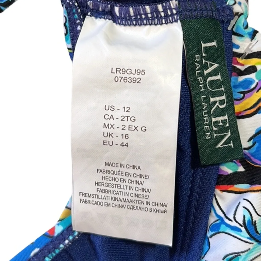 Lauren Ralph Lauren BLUE PAISLEY Mystic Foldover Bikini Swim Bottom Size 12 - Image 5