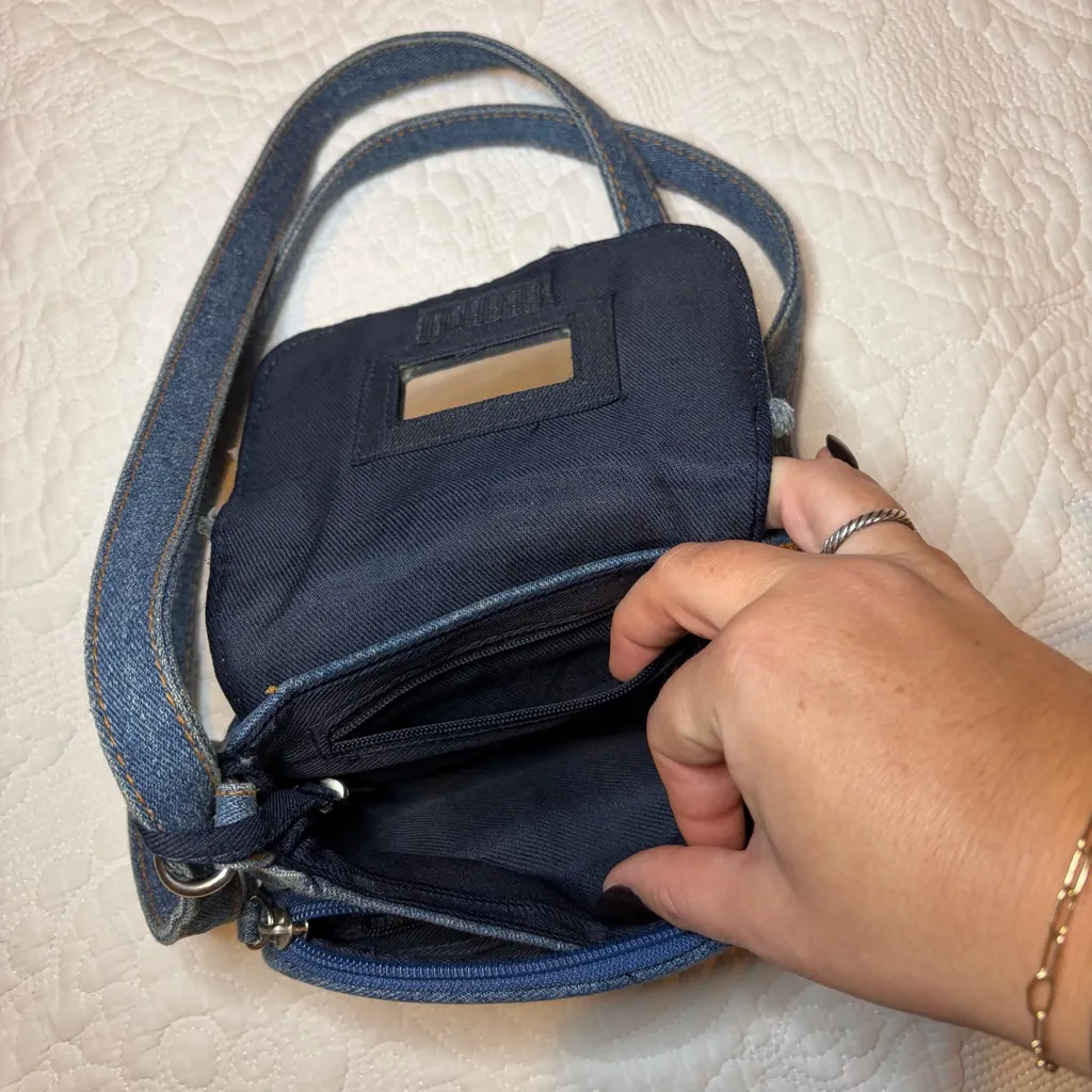 Denim Blues Vintage Patchwork Y2K Crossbody. Blue - Image 6
