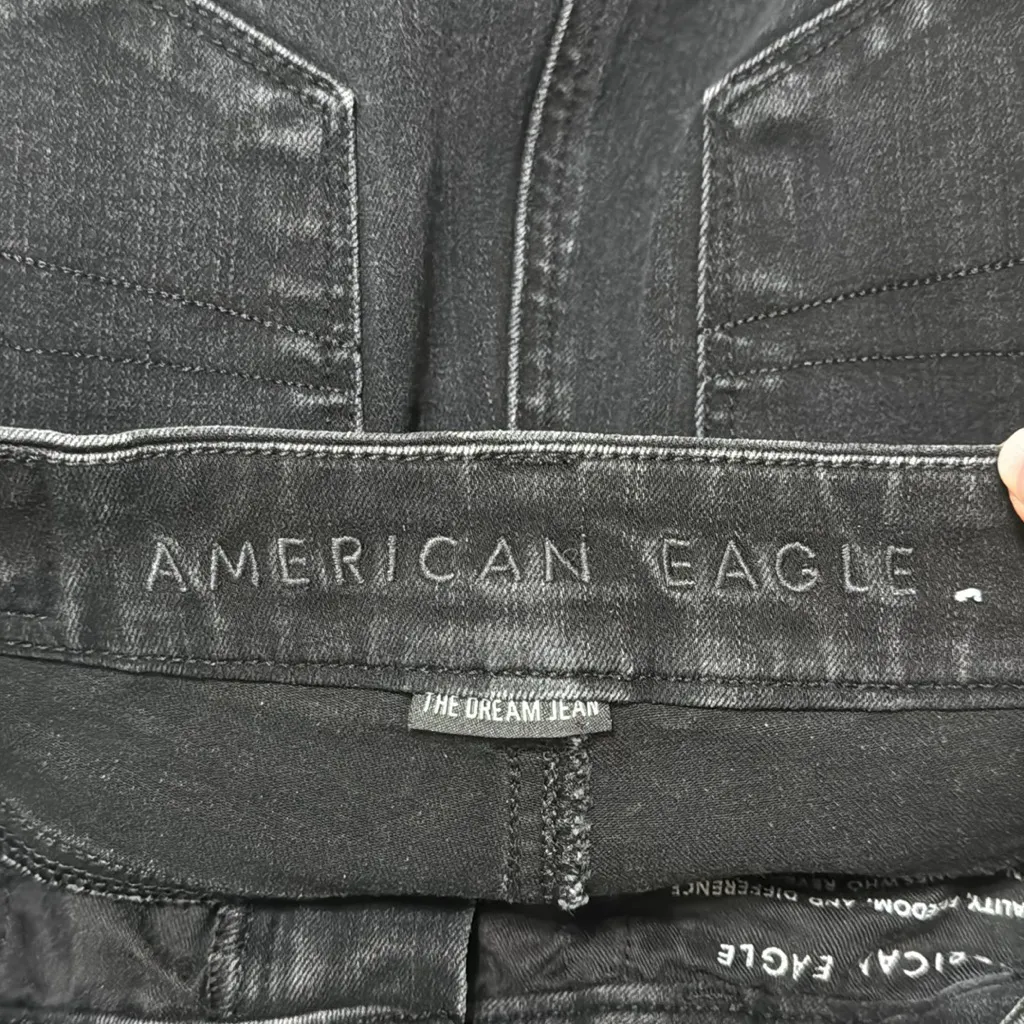American Eagle The Dream Jean Curvy Super Hi-rise Black Distressed Jeggings sz 0 - Image 10