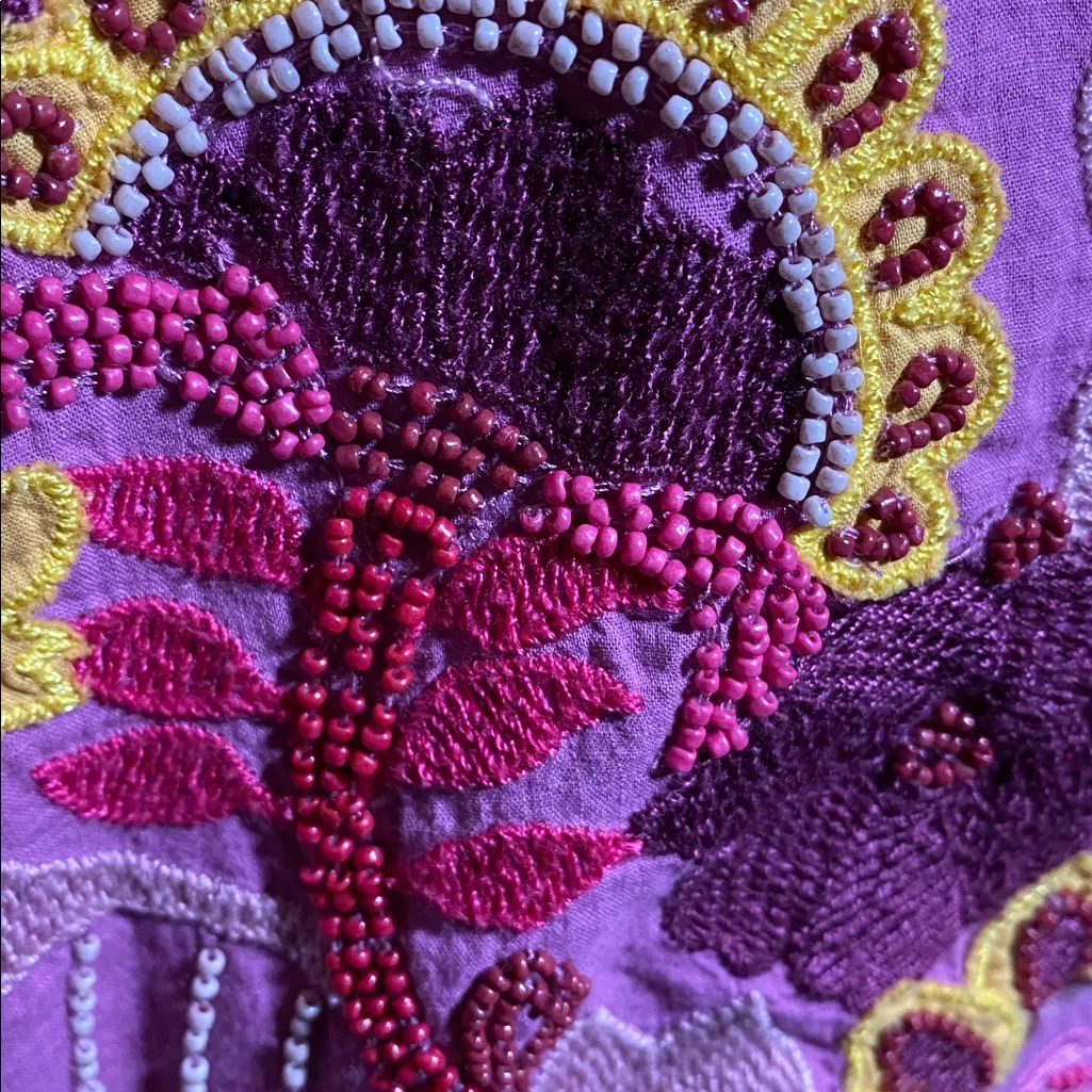 Anthropologie Magenta Dress with Embroidered Details - Image 8