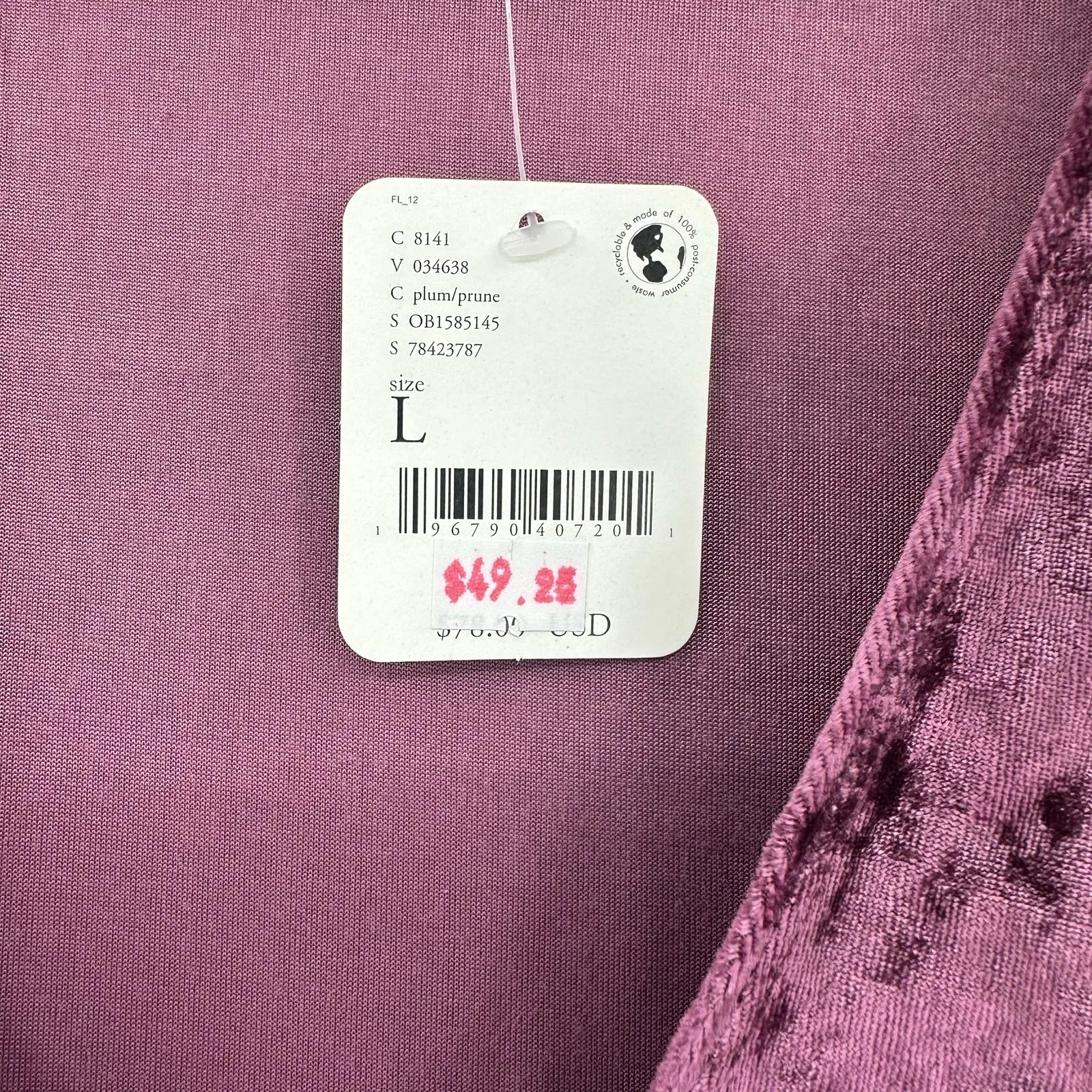 Free People Intimately Free Size Large Short Sleeve Bodysuit Purple Velvet‎ NWT - Image 5