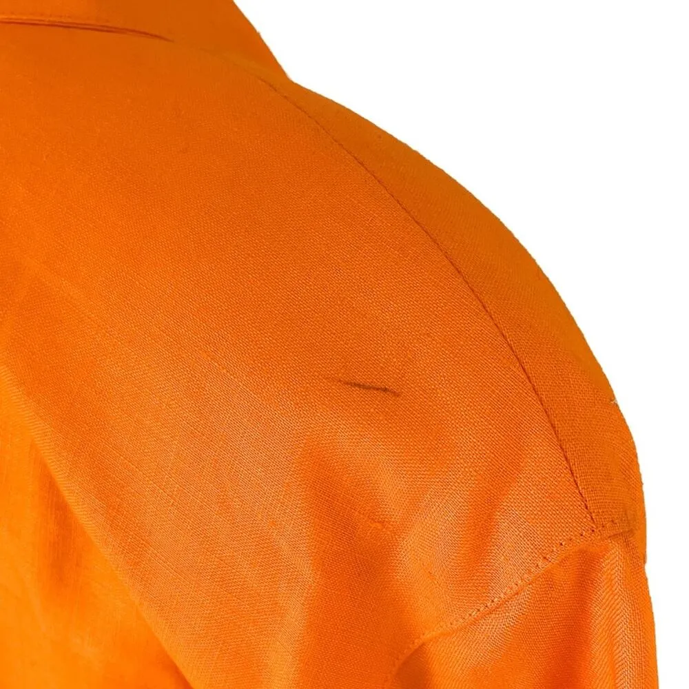Vintage 90s Liz Claiborne 100% linen orange button-down safari blouse size XL - Image 7