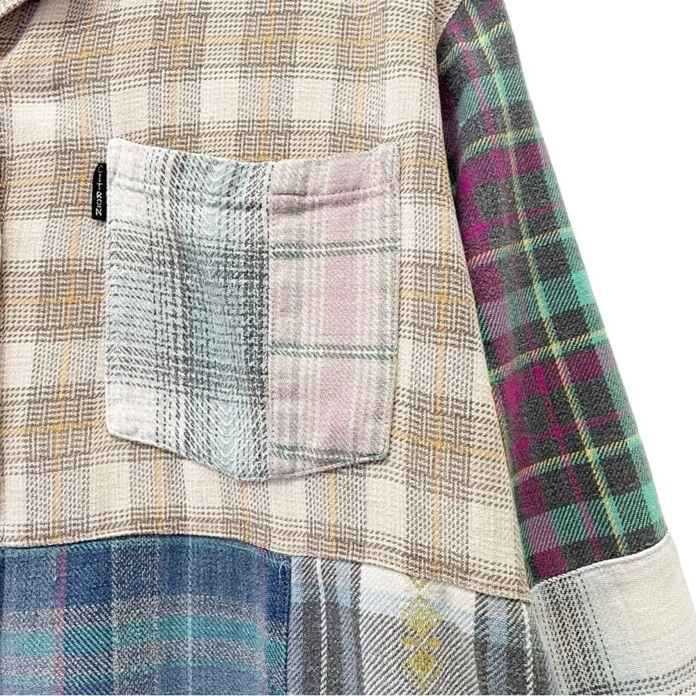 Vintage Sundance Pastel Patchwork Plaid Shirt Dress Pink Blue Size Small Boho - Image 6