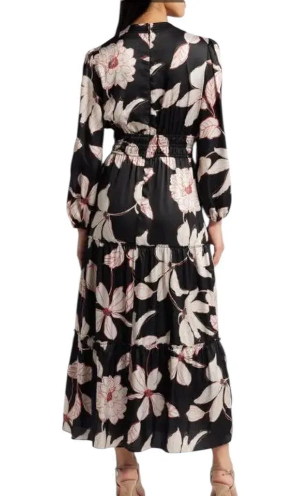 NWT Julia Jordan Floral Midi Dress In Black/Ivory Size 6 - Image 4