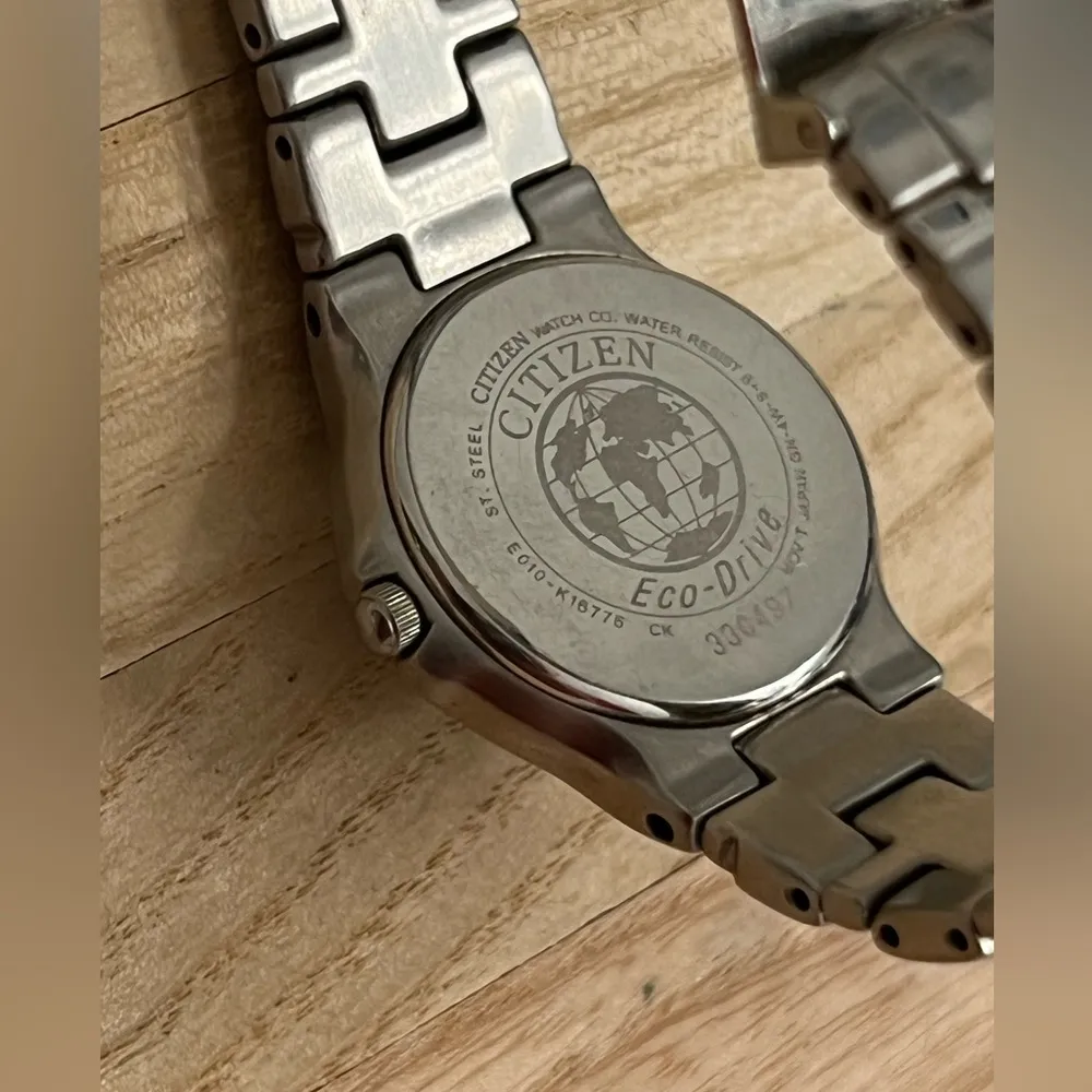 Citizen Eco-Drive Ladies Watch Black Dial WR100 Date Window Stainless Bracelet - Image 9