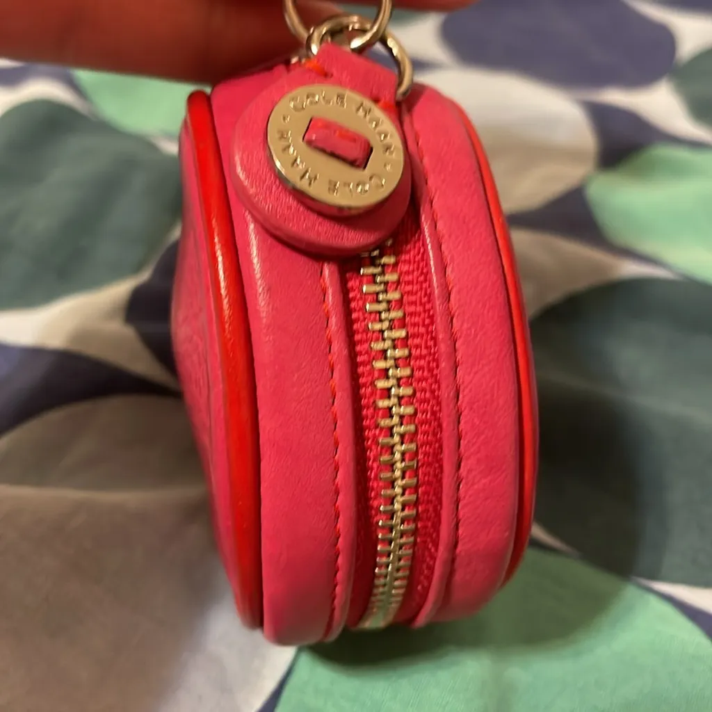 Cole Haan Leather Round Wristlet/Coin Purse Red - Image 6