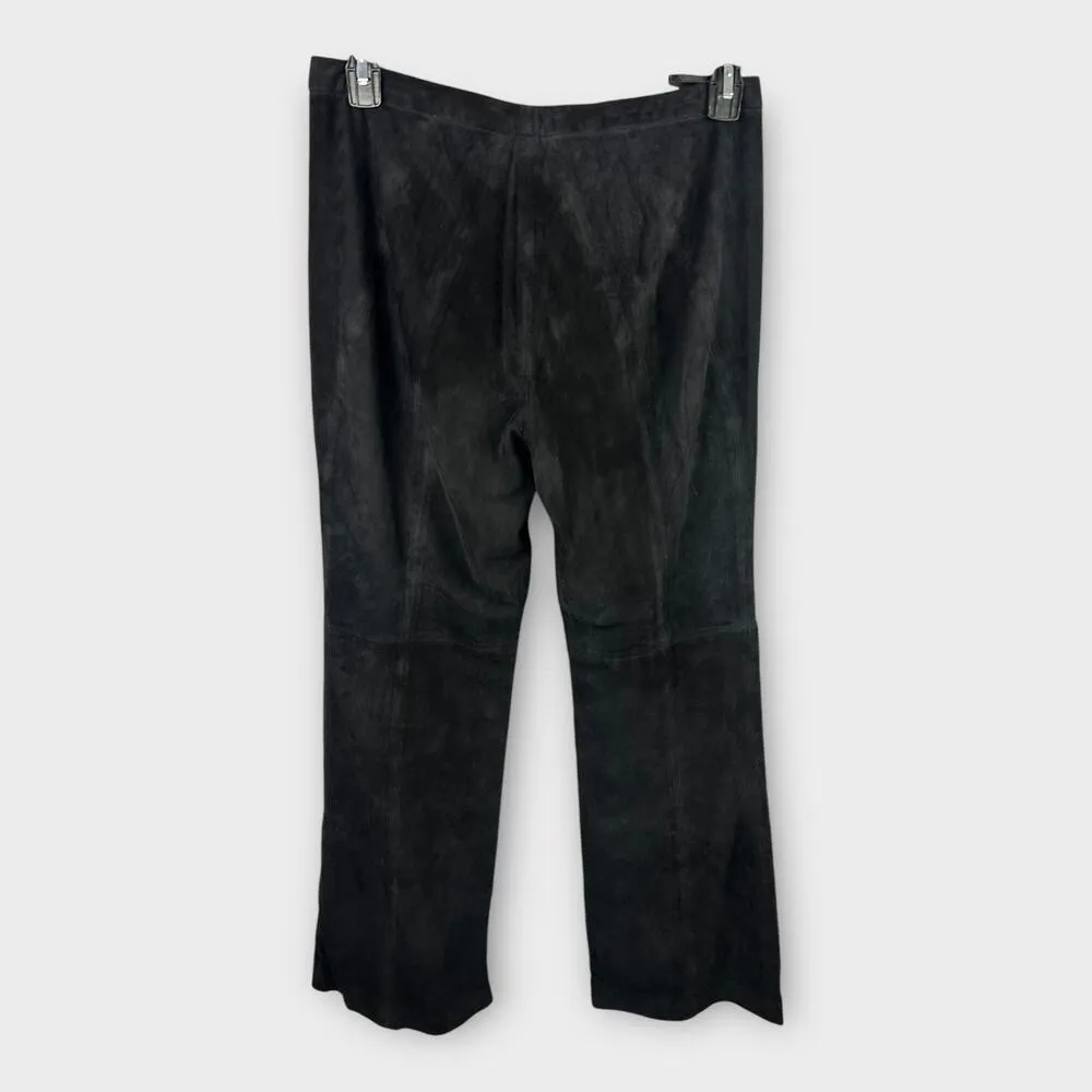 Carlisle Womens size 8 Suede Leather Wide Leg Pants Black Hippie Rocker Western - Image 2
