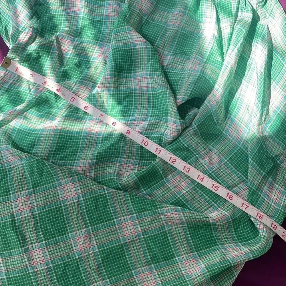 PAUL & JOE Printed Silk Cowl Dress Farmhouse Country Green Plaid XS - Image 6