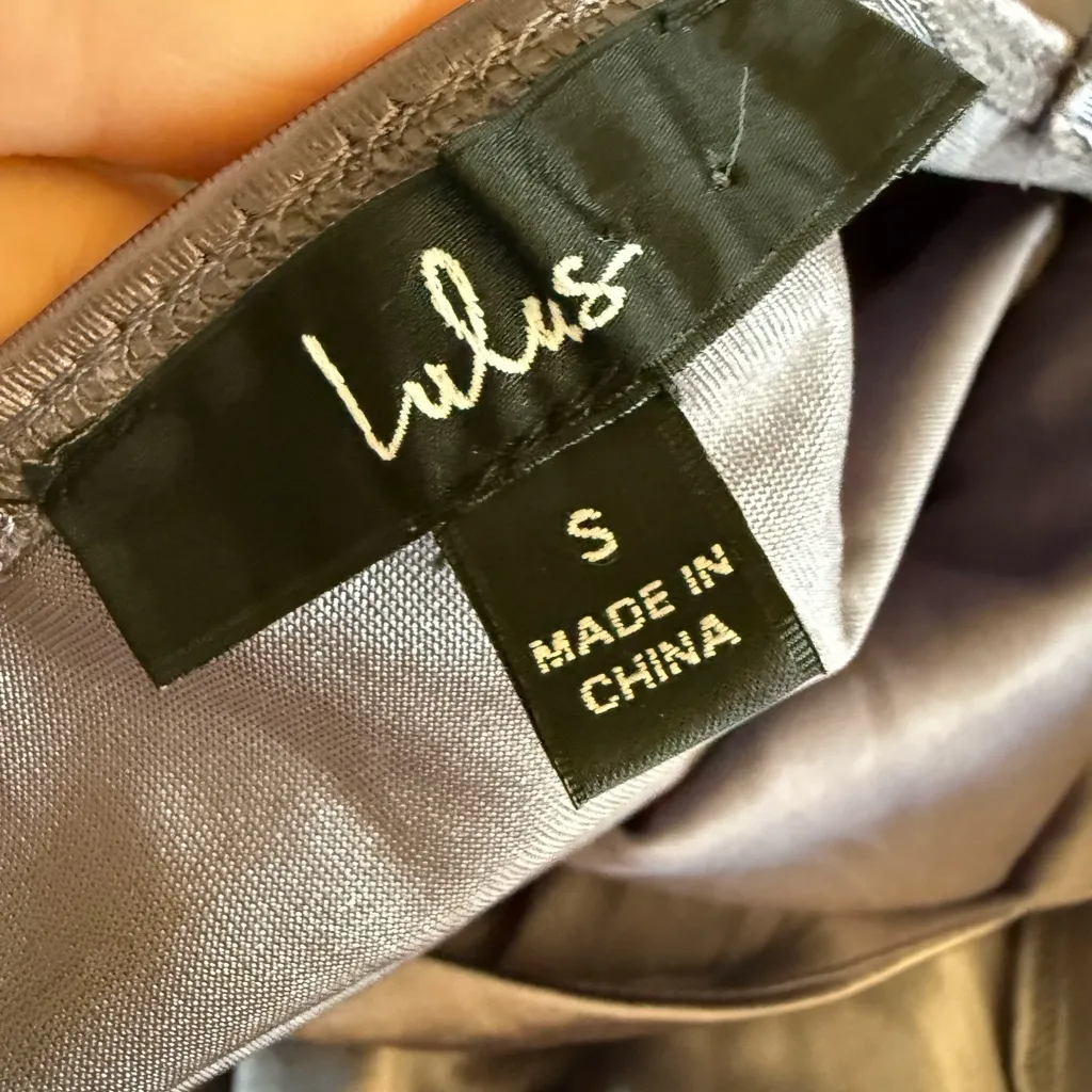 221 Lulu's Forever Your Girl Satin Bodycon Dress Purple Gray small - Image 5