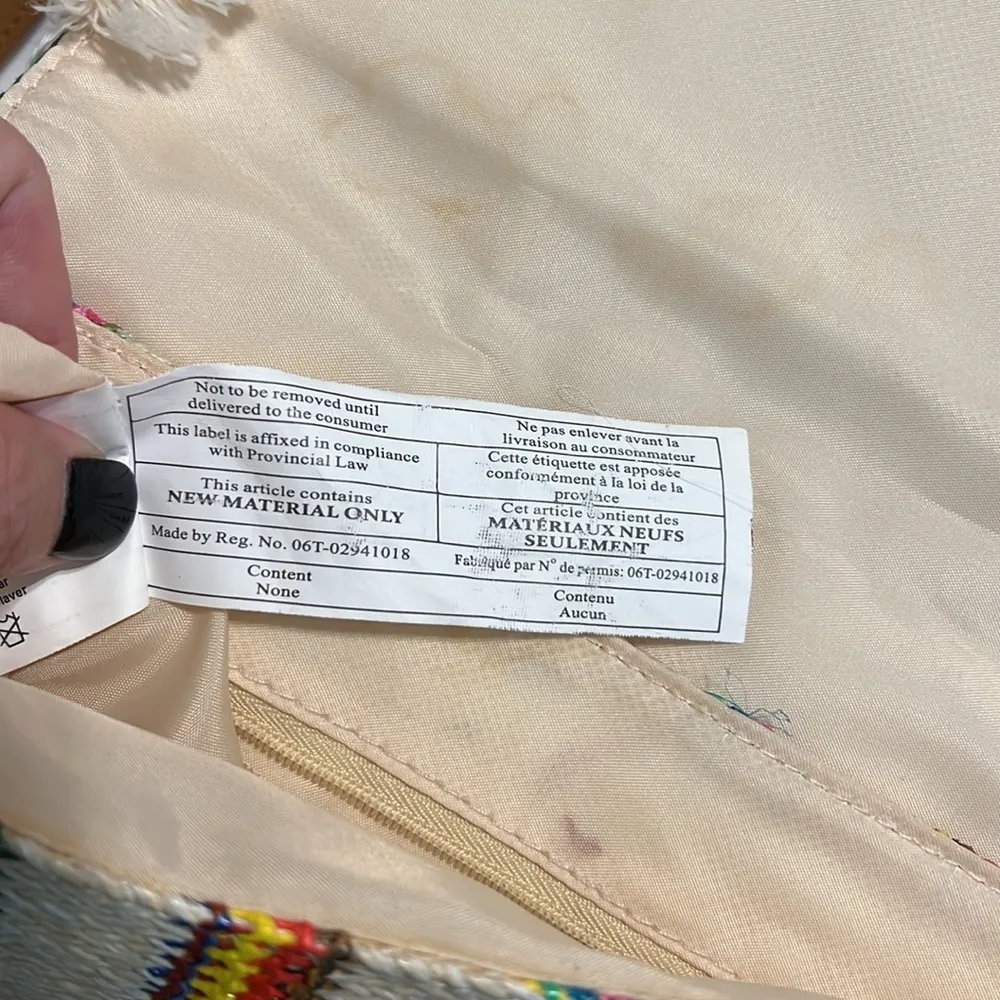 Cambodian woven stripe straw design crossbody beach purse snap shut tassels Orange - Image 6