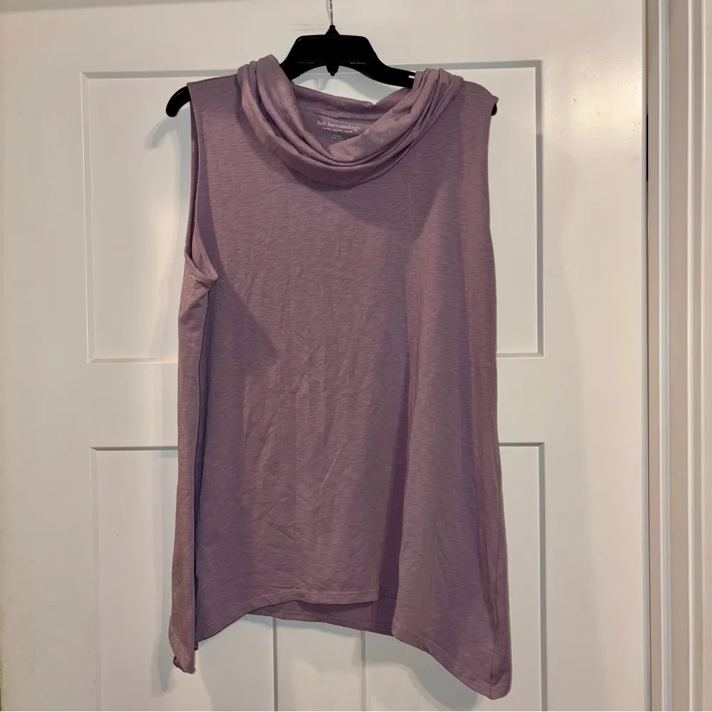 Soft Surroundings Purple Ash Cowl Neck Sleeveless Top XL NWT - Image 2