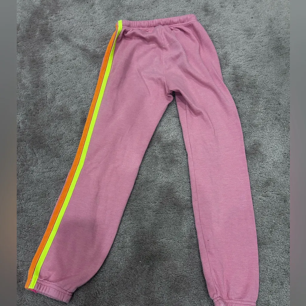 Aviator Nation Pink 5 Stripe Set Cropped Neon 5 Stripe Crewneck and Sweatpants - Image 11