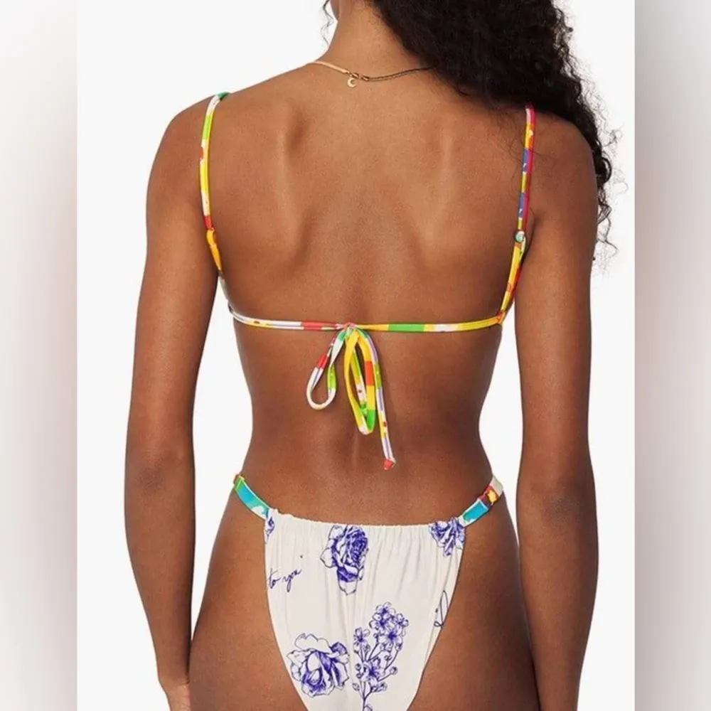 Weworewhat White Multi Ruched String Bikini Set Size Top XL / Bottom M - Image 2